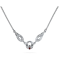 Bling Jewelry Celtic Friendship Heart Trinity Love Knot Collar Claddagh Necklace with and Red Garnet