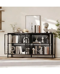 Yigii Led Illuminated Sideboard with Clear Shelves and Metal Frame for Living Room