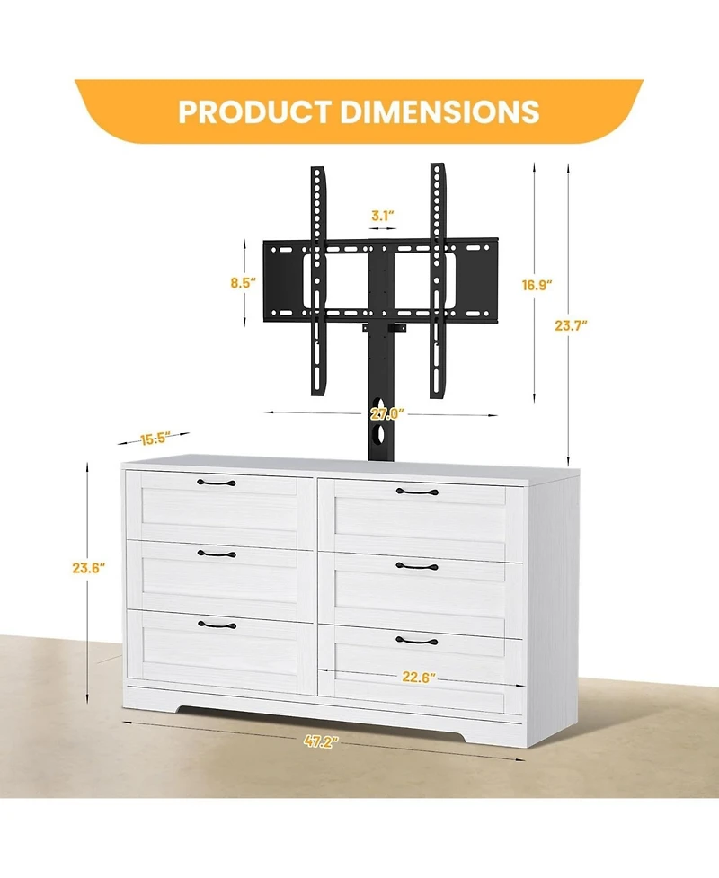 gaomon Tv Stand with Mount and Drawers Storage Fits 32/45/55/65/75/80 Inch TVs