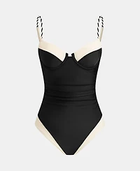 Cupshe Women's Underwire Ruched Colorblock One-Piece Swimsuit
