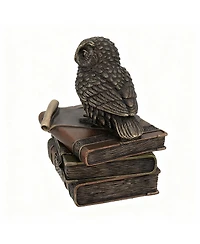 Yigii Bronzed Owl Trinket Box, 4.5x4x3.5in, Cold Cast Resin