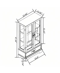 Yigii Antique Display Cabinet with Lighted Glass Doors and Mirrored Panel