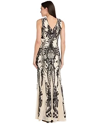 R & M Richards Women's Night At The Opera Embroidered-Sequin Sweetheart Gown
