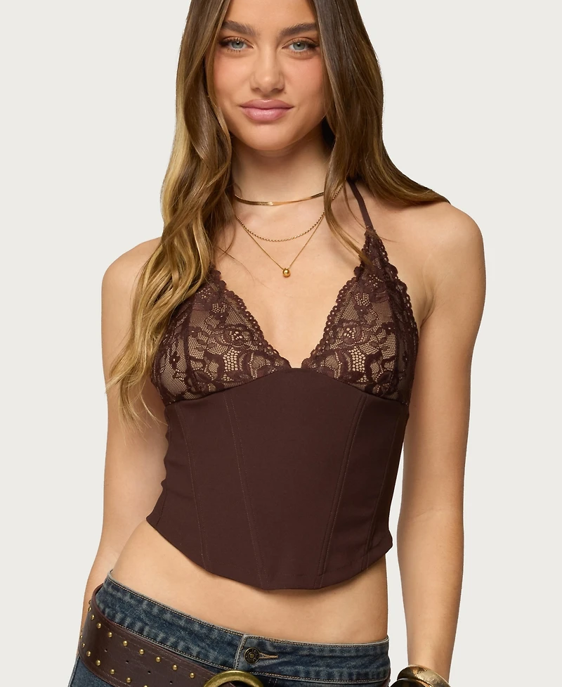 Edikted Women's Ghita Lacey Halter Corset