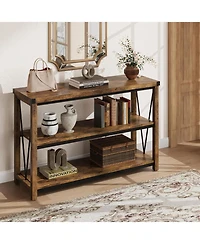 gaomon Farmhouse Table,47" Narrow Long Console Table with Storage, 3 Tier Wood for Living Room, Sofa Tables Behind