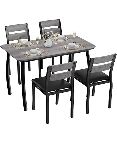 gaomon Dining Table Set for 4 Modern Kitchen Table Chairs Set of 4 with Chamfered Edges and Cushioned Seats Space-Saving Metal Frame Breakfast Nook