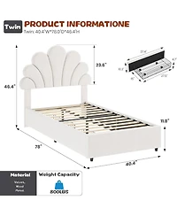 gaomon Twin Bed Frame for Kids with 2 Storage Drawers, Cute Velvet Princess Platform Upholstered Headboard Girls, Boys, Solid Wood