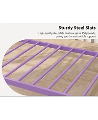 Twin Size Daybed Frame, Metal Platform Sofa Bed with Stylish Headboard, Heavy Duty Steel Slat Support