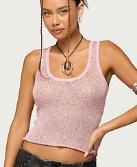 Edikted Women's Eleora Sequin Knit Tank Top