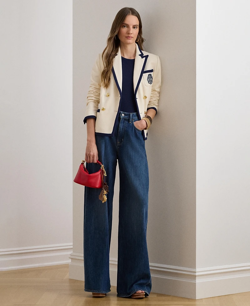 Lauren Ralph Women's Two-Tone Double-Breasted Peak Lapel Blazer