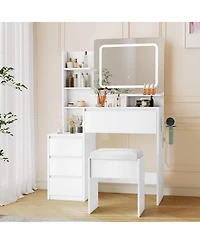 gaomon Makeup Vanity with Lights - 36-Inch Vanity Desk - 4 Large Drawers Dresser