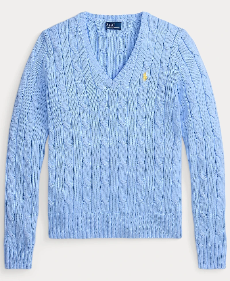 Polo Ralph Lauren Women's Cable-Knit Cotton V-Neck Sweater