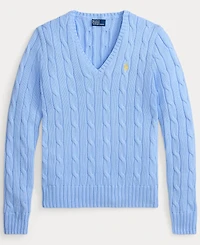 Polo Ralph Lauren Women's Cable-Knit Cotton V-Neck Sweater