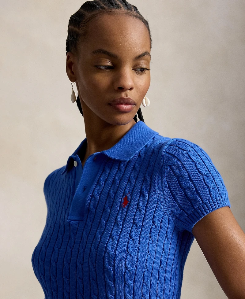Polo Ralph Lauren Women's Slim Fit Ribbed Collar Cropped Sweater
