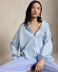 Polo Ralph Lauren Women's Point Collar Long-Sleeve Shirt