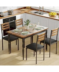 gaomon 5 Piece Dining Table Set Industrial Style Dining Table and Chairs Set for 4 Kitchen Table Set for Dining Room Kitchen Apartment