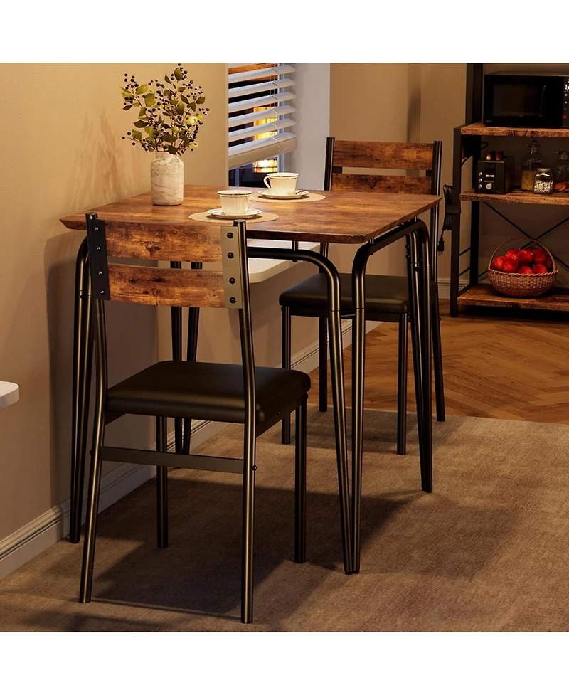 Gaomon 3 Piece Dining Table Set for 2 – Small Square Table with 2 Chairs, Space Saving Dinette Set for Kitchen, Dining Room & Small Apartments