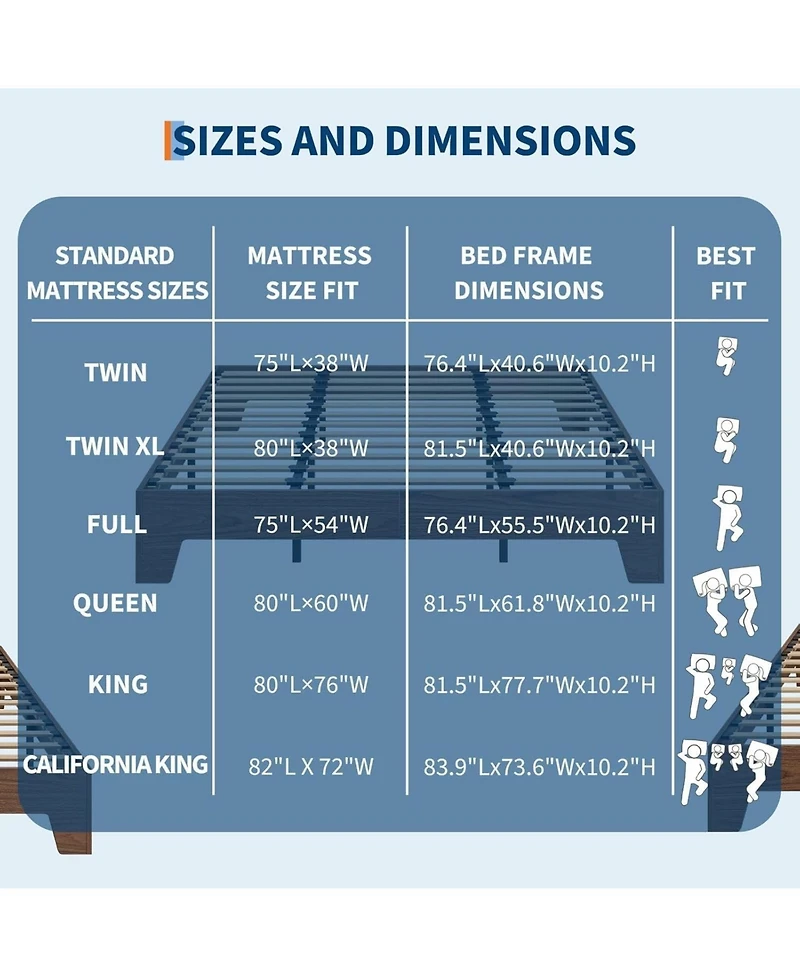 gaomon Full Size Wood Bed Frame,Platform Nature Bed with Strong Wooden Slats,No Box Spring Needed,Minimalist Bedroom Furniture,Easy Assembly