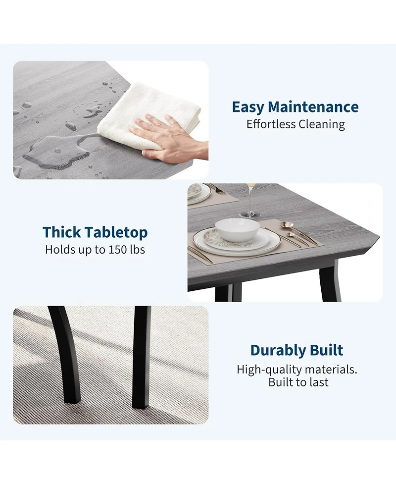 gaomon 5Pcs Dining Table Set for 4, Space-Saving Kitchen with Upholstered Chairs, Modern Angled Corner Design, Compact Dinner