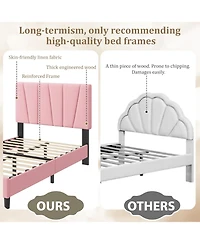 gaomon Full Platform Bed Frame with Fabric Upholstered Headboard, Sturdy Wooden Slats, No Box Spring Needed, Easy Assembly for Bedroom