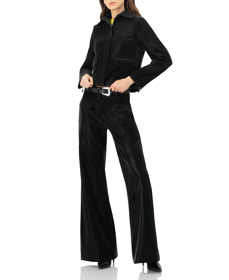 Ivonne Women's High Shine Biker Jacket