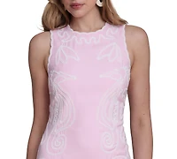 Avec Les Filles Women's Seahorse Embroidery Mini Dress