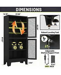 Yigii Elegant Glass Door Cabinet with Locking Mechanism and Adjustable Shelves for Home Decor