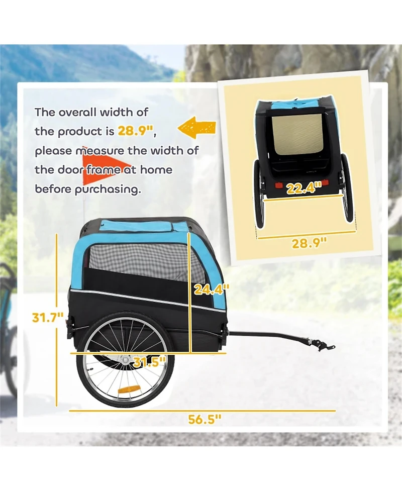 Aostirmotor Pet Bike Trailer Carrier for Dogs & Small Animals, Collapsible Stroller Bicycle Attachment