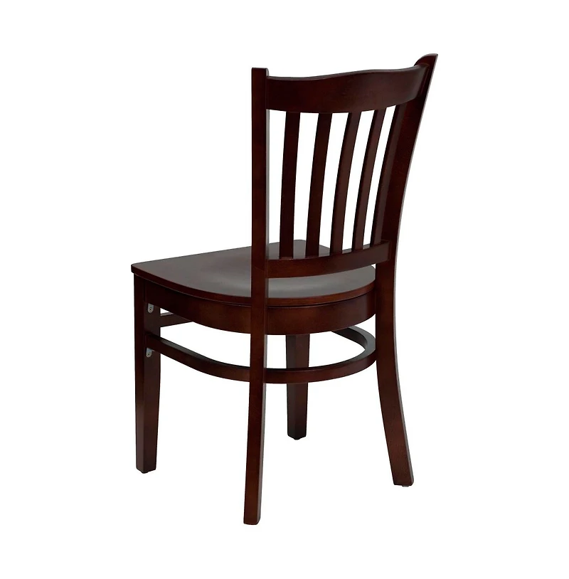 Emma+Oliver Vertical Slat Back Wooden Restaurant Dining Chair