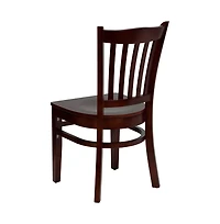 Emma+Oliver Vertical Slat Back Wooden Restaurant Dining Chair