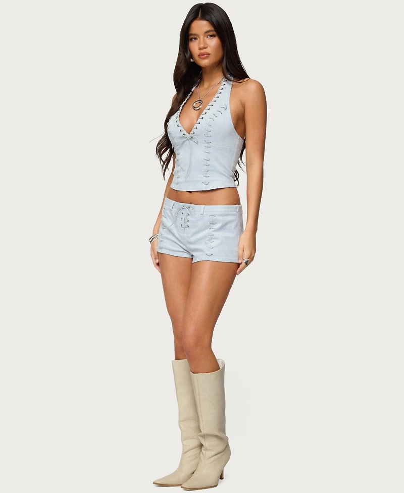 Edikted Women's Sloane Faux Suede Halter Top