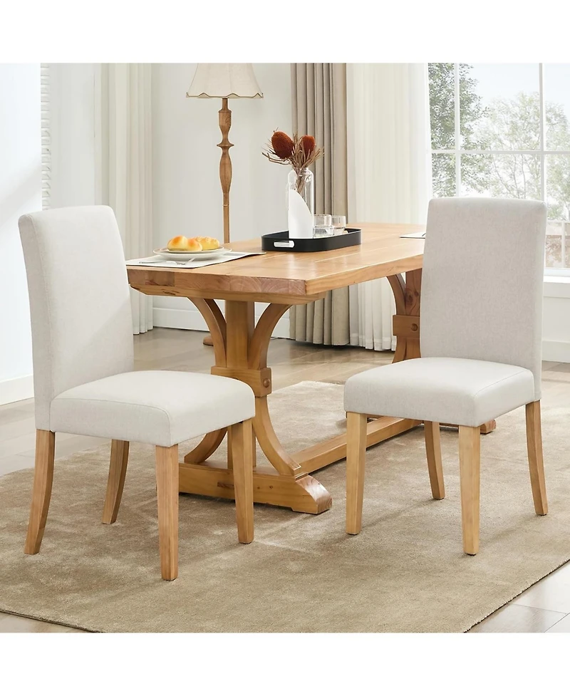 gaomon Modern Fabric Upholstered Ergonomic Dining Chairs Set of 2 with Curved Backrest, Heavy-Duty Wood Legs for Dining Room Kitchen Home Office