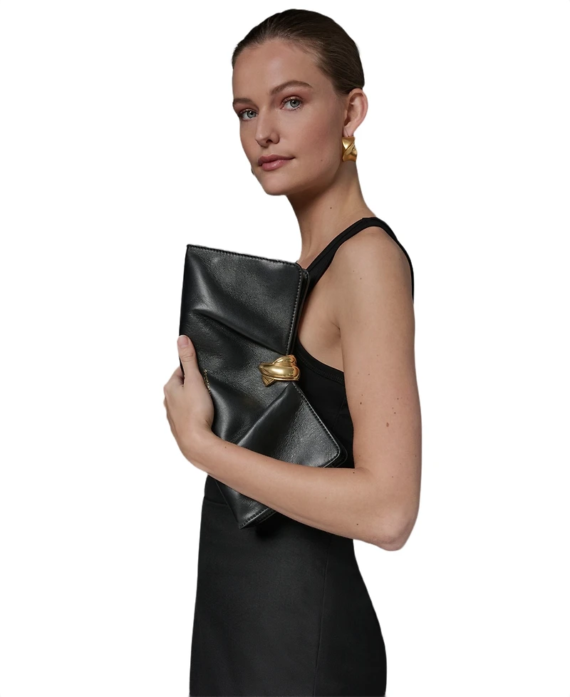 Donna Karan New York Cashmere Woven Medium Clutch Shoulder Bag