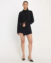 Good American Women's Collared Cropped Jacket, Regular & Plus