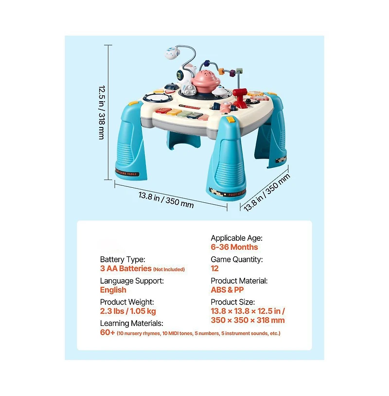 Slickblue Baby Spacecraft Activity Table for 6+ Months with Music & Lights