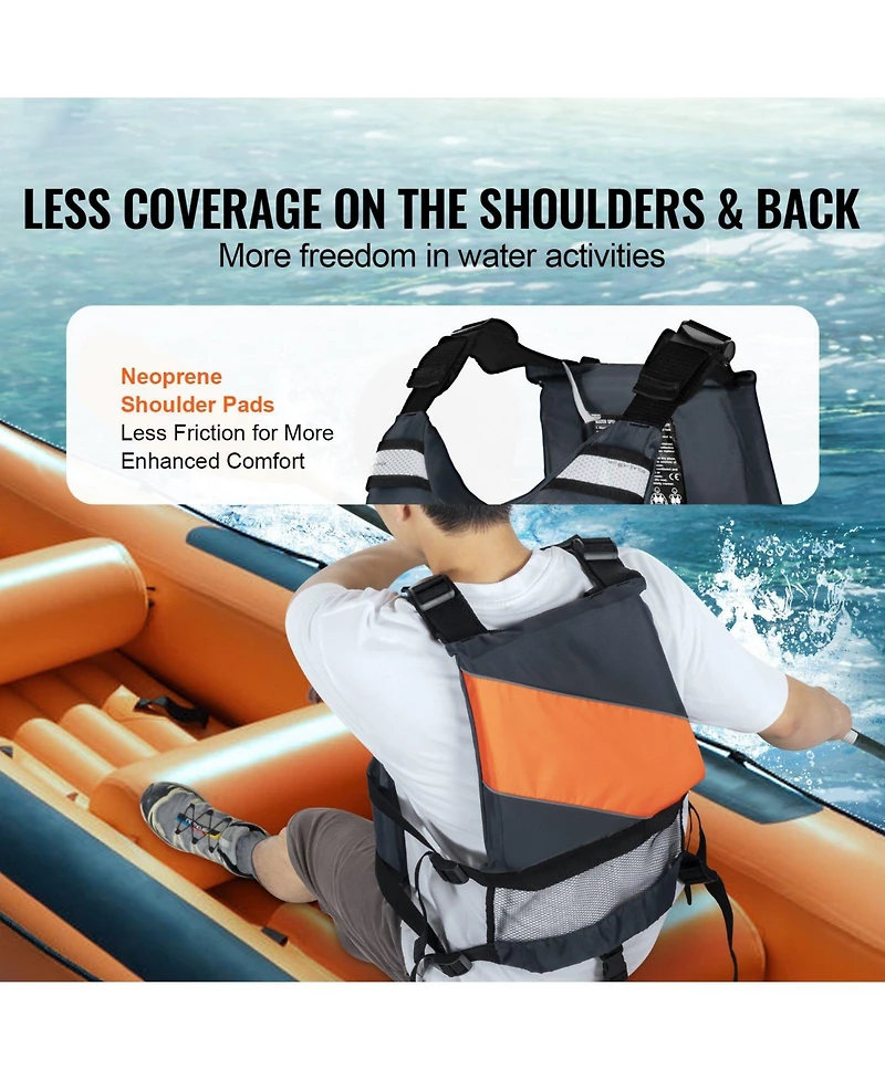 Mecale Life Vest for Watersports (Pfd), Waterproof Nylon, 85N Buoyancy, Life Jacket for Fishing Kayaking Surfing, Men and Women, Size M