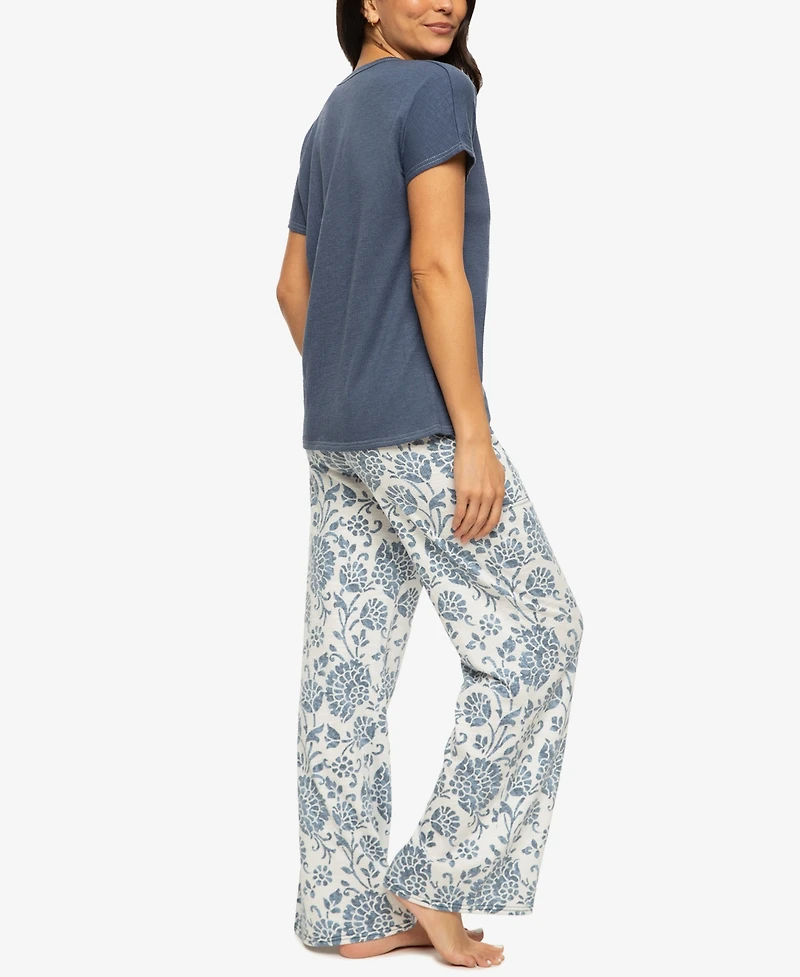 Felina Women's Josephine V-Neck T-Shirt and Pants Pajama Set Style 900870