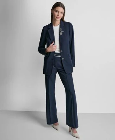 Dkny Womens Notch Lapel Collar Blazer Mid Rise Straight Leg Pants