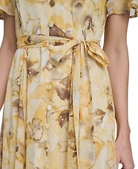 Calvin Klein Women's Flutter-Sleeve Floral Print Midi Dress