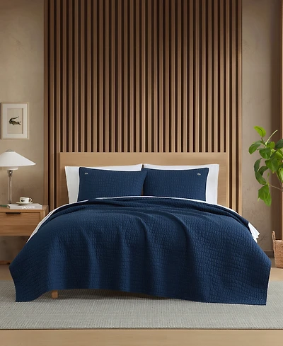 Lacoste Home Croc Scale Cotton 3-Pc. Quilt Set, King