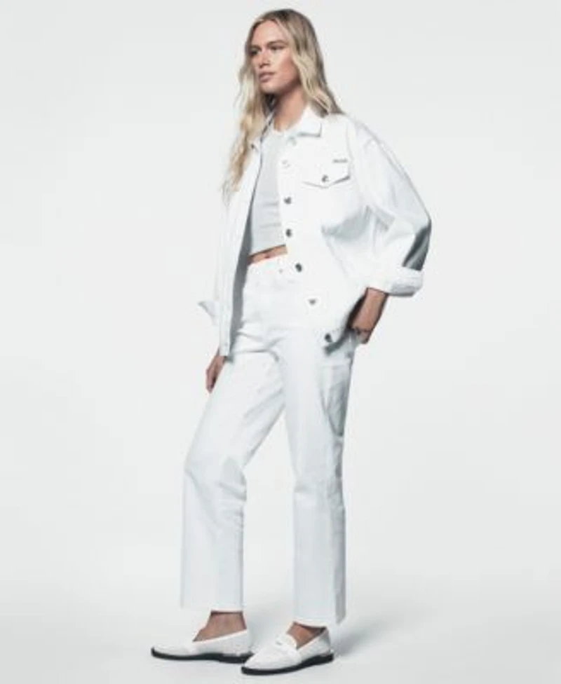 Dkny Jeans Womens Denim Oversized Trucker Jacket Classic High Rise Straight Leg Jeans