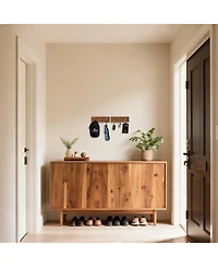 Yigii 6.7" Solid Wood Key Rack with 3 Hooks for Tidy Entryways