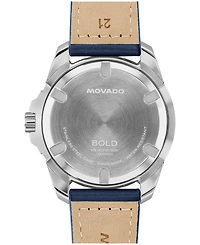 Movado Men's Bold Verso S Swiss Quartz Navy Leather Watch, 42mm