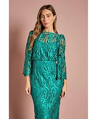 Coast Women's Satin Lace Boat Neck Midi Dress