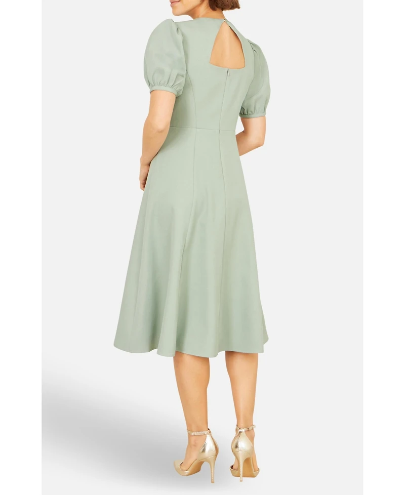 Yumi Women's Buckle Detail Short Sleeve Skater Dress