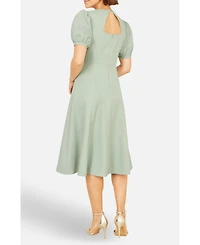 Yumi Women's Buckle Detail Short Sleeve Skater Dress