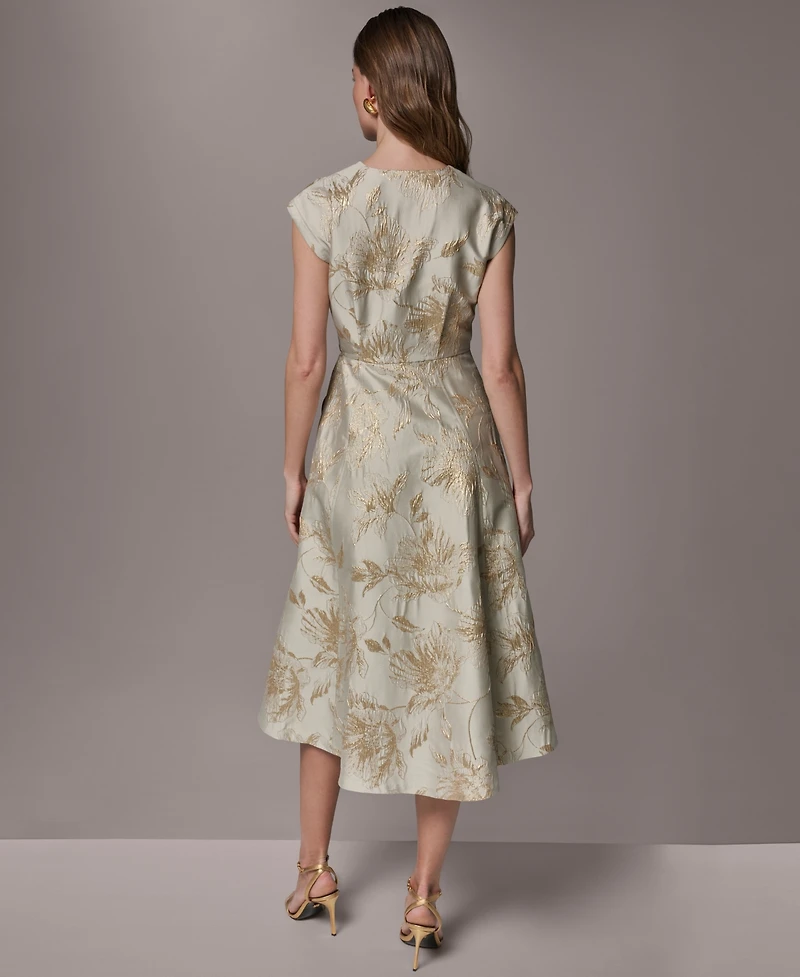 Donna Karan New York Women's Printed V-Neck Faux Wrap Dress