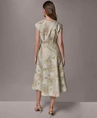 Donna Karan New York Women's Printed V-Neck Faux Wrap Dress