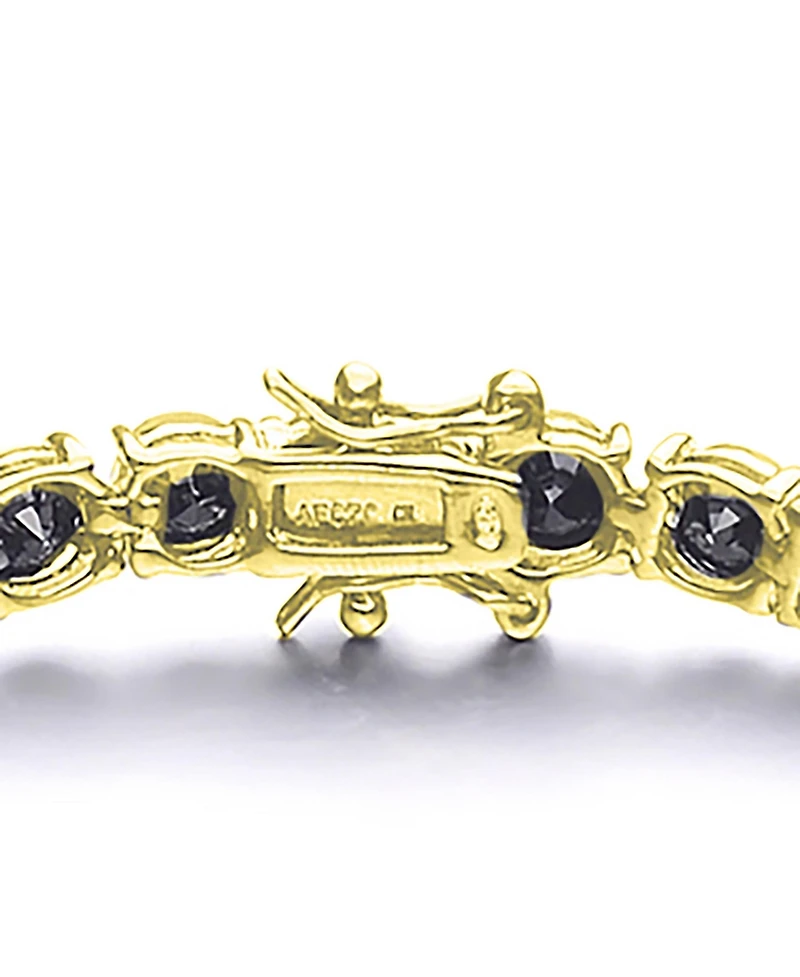 Sterling Silver with Colored Cubic Zirconia Tennis Bracelet White Gold Plated, 14K or 18K Rose Plated