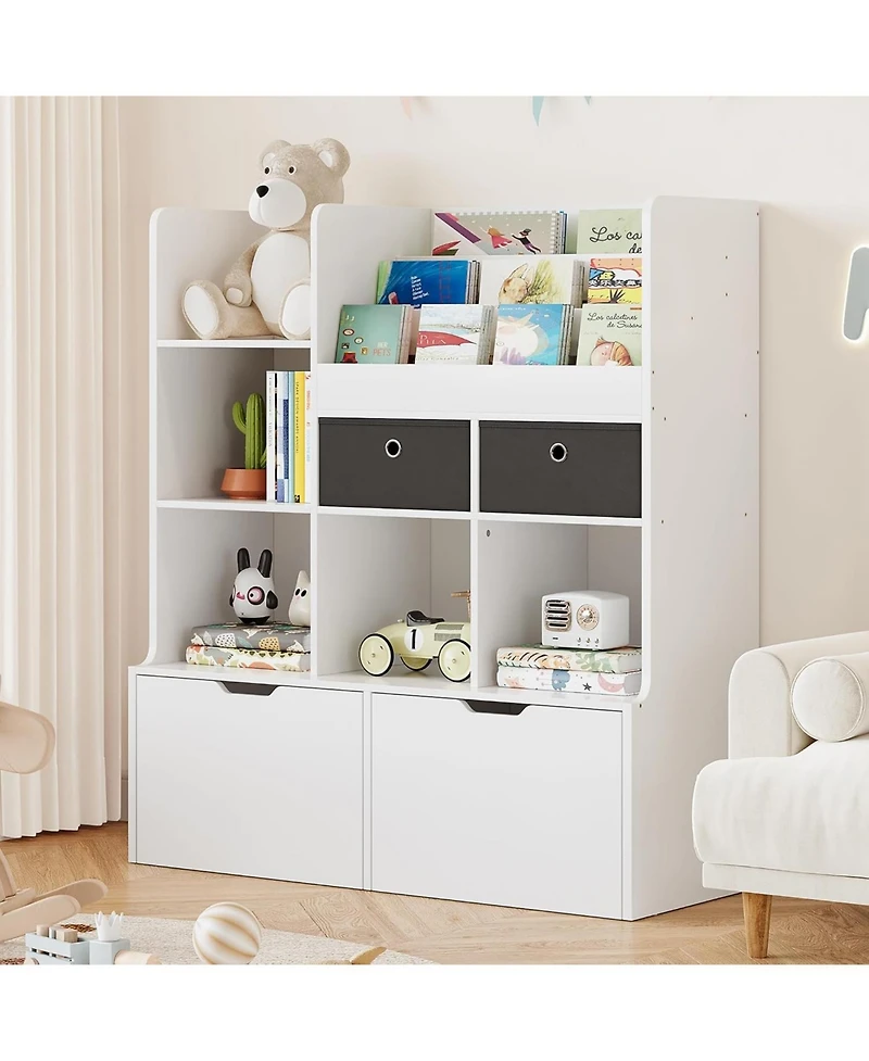 gaomon Kids Bookshelf with Drawers – Modern Wooden Toy Storage Organizer and Bookcase with Cubbies